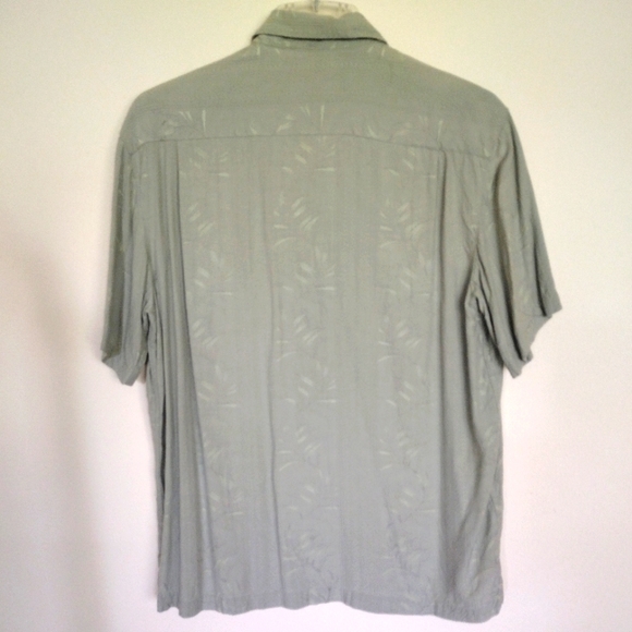 MEN'S Caribbean Silk Blend Palm Green Short Sleeve Button Down Shirt Lar… - Picture 5 of 9